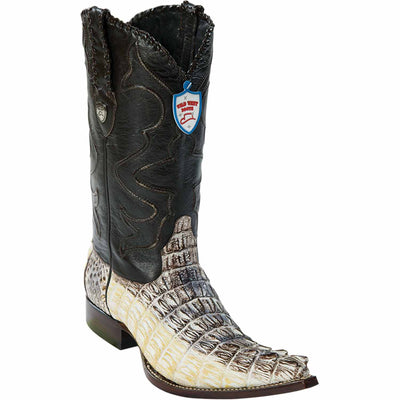 Men's Wild West Caiman Tail Skin 3X Toe Boots 29501-C 4 2950118-060  - from alligatorwarehouse.com
