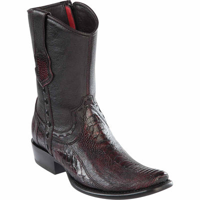 Men's Wild West Ostrich Leg Skin Dubai Toe Short Boots 279B05 3 279B0505-060  - from alligatorwarehouse.com