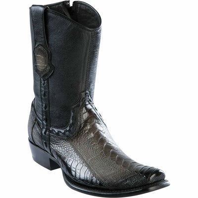 Men's Wild West Ostrich Leg Skin Dubai Toe Short Boots 279B05 4 279B0505-060  - from alligatorwarehouse.com