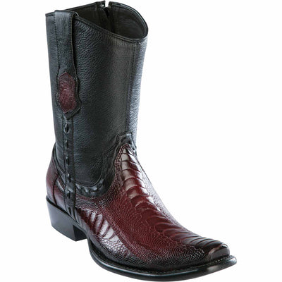 Men's Wild West Ostrich Leg Skin Dubai Toe Short Boots 279B05 5 279B0505-060  - from alligatorwarehouse.com