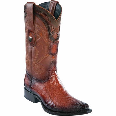 Men's Wild West Ostrich Leg Skin Snip Toe Boots 29405 5 2940505-060  - from alligatorwarehouse.com