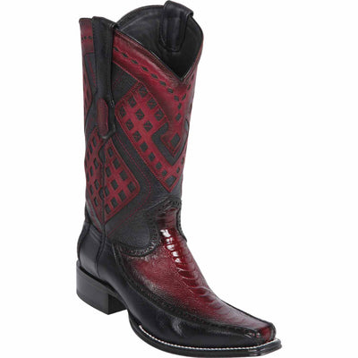 Men's Wild West Ostrich Leg with Deer Skin Square Toe Boots 276F05 3 276F0507-060  - from alligatorwarehouse.com