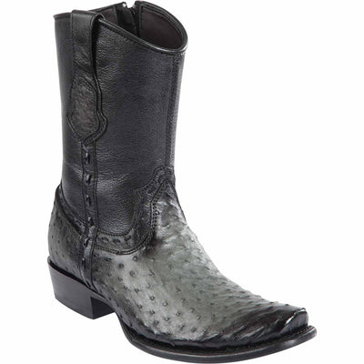 Men's Wild West Ostrich Skin Dubai Toe Short Boots 279B03 5 279B0305-060  - from alligatorwarehouse.com