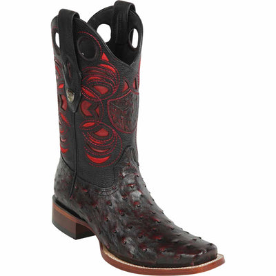 Men's Wild West Ostrich Skin Rodeo Toe Boots 281803 5 28180305-060  - from alligatorwarehouse.com
