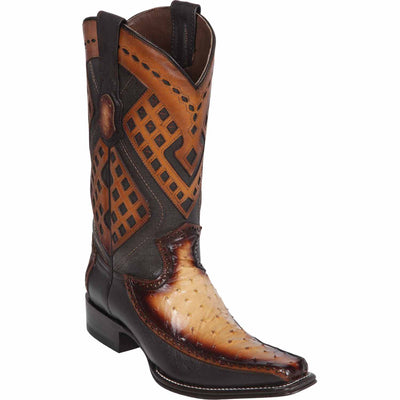 Men's Wild West Ostrich with Deer Skin Square Toe Boots 276F03 1 276F0315-060  - from alligatorwarehouse.com
