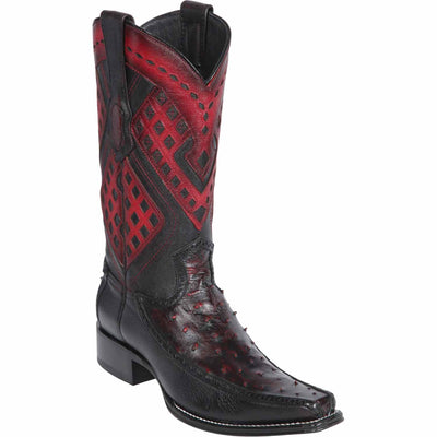Men's Wild West Ostrich with Deer Skin Square Toe Boots 276F03 2 276F0315-060  - from alligatorwarehouse.com