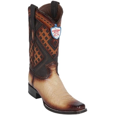 Men's Wild West Smooth Ostrich Square Toe Boots 27697 2 2769705-060  - from alligatorwarehouse.com
