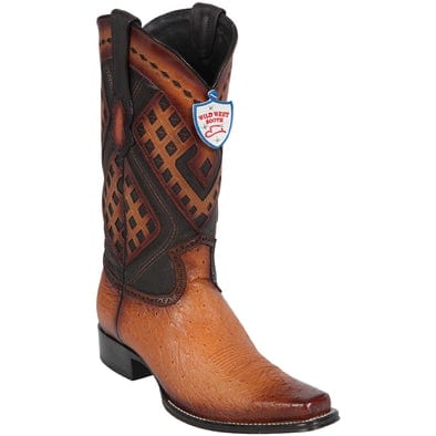 Men's Wild West Smooth Ostrich Square Toe Boots 27697 7 2769705-060  - from alligatorwarehouse.com