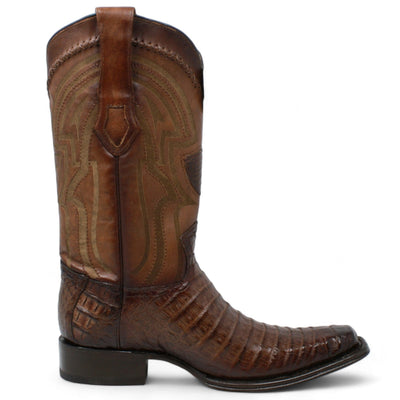 Men's Wild West Caiman Belly Square Toe Boots 277L82 9 277L8205-060  - from alligatorwarehouse.com