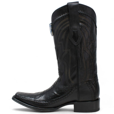 Men's Wild West Ostrich Leg with Deer Skin Square Toe Boots 277LF05 4 277LF0505-060  - from alligatorwarehouse.com