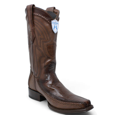 Men's Wild West Ostrich Leg with Deer Skin Square Toe Boots 277LF05 11 277LF0505-060  - from alligatorwarehouse.com