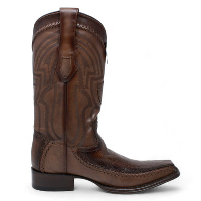 Men's Wild West Ostrich Leg with Deer Skin Square Toe Boots 277LF05 8 277LF0505-060  - from alligatorwarehouse.com