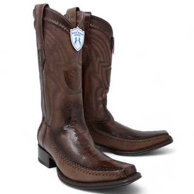 Men's Wild West Ostrich Leg with Deer Skin Square Toe Boots 277LF05 6 277LF0505-060  - from alligatorwarehouse.com