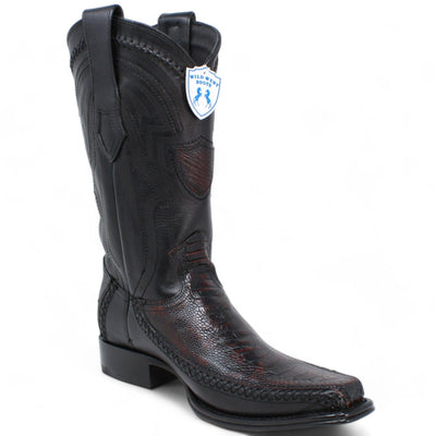 Men's Wild West Ostrich Leg with Deer Skin Square Toe Boots 277LF05 16 277LF0505-060  - from alligatorwarehouse.com