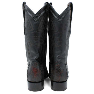 Men's Wild West Ostrich Leg with Deer Skin Square Toe Boots 277LF05 15 277LF0505-060  - from alligatorwarehouse.com