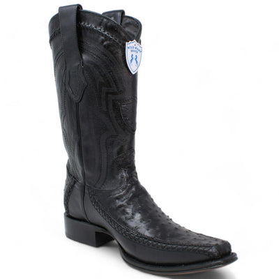 Men's Wild West Ostrich with Deer Skin Square Toe Boots 277LF03 2 277LF0305-060  - from alligatorwarehouse.com