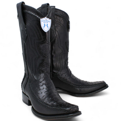 Men's Wild West Ostrich with Deer Skin Square Toe Boots 277LF03 1 277LF0305-060  - from alligatorwarehouse.com