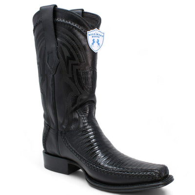 Men's Wild West Teju Lizard with Deer Skin Square Toe Boots 277LF07 2 277LF0705-060  - from alligatorwarehouse.com