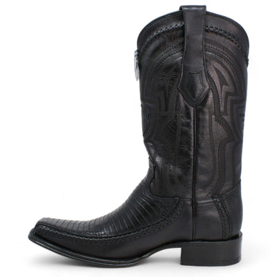 Men's Wild West Teju Lizard with Deer Skin Square Toe Boots 277LF07 3 277LF0705-060  - from alligatorwarehouse.com