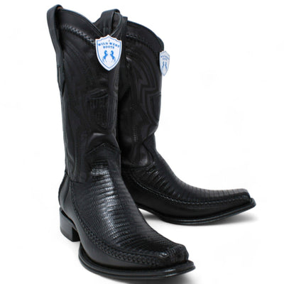 Men's Wild West Teju Lizard with Deer Skin Square Toe Boots 277LF07 1 277LF0705-060  - from alligatorwarehouse.com