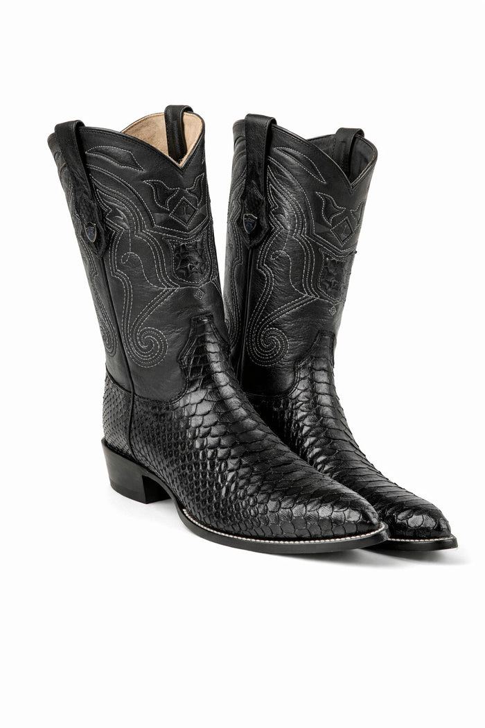 Men's Wild West Python Skin Yellow Gold J Toe Boots 29957
