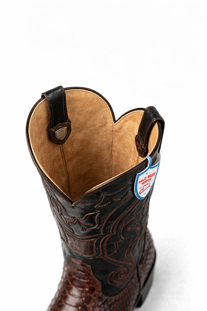 Men's Wild West Python Skin Yellow Gold J Toe Boots 29957