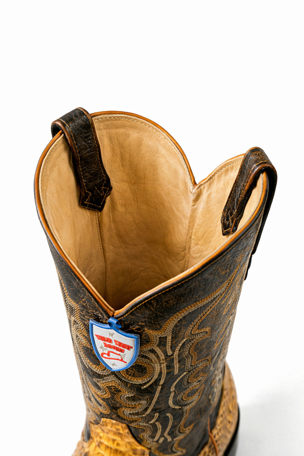 Men's Wild West Python Skin Yellow Gold J Toe Boots 29957