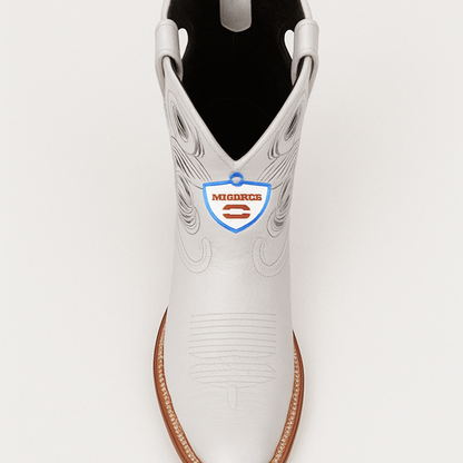 Wild West Botas de Panza de Avestruz Horma Square Toe White