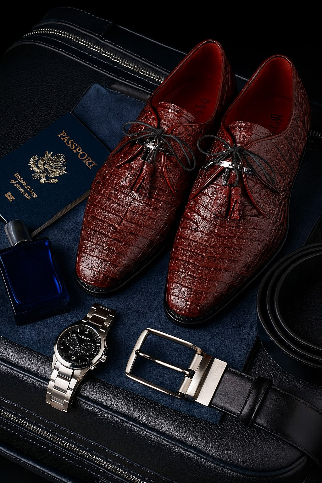 Marco Di Milano Lacio Wine Caiman Crocodile Derby