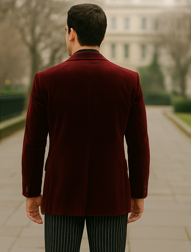 Wine Velvet Roderick Smoking Jacket – Luxurious Mens Wear