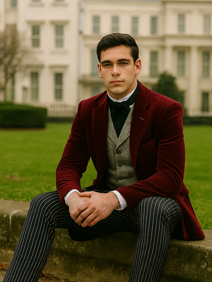 Wine Velvet Roderick Smoking Jacket – Luxurious Mens Wear