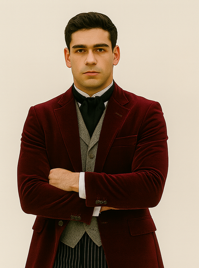 Wine Velvet Roderick Smoking Jacket – Luxurious Mens Wear 5   - from alligatorwarehouse.com