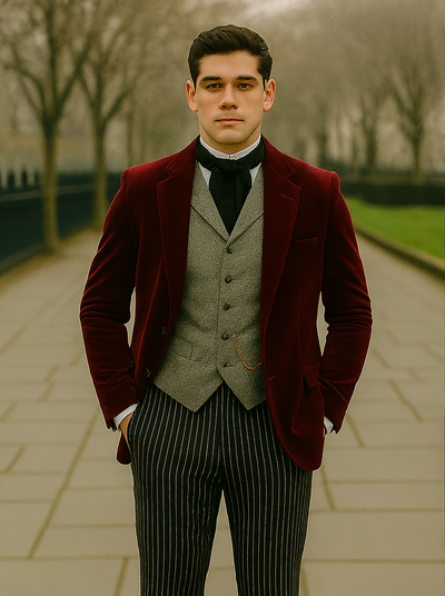 Wine Velvet Roderick Smoking Jacket – Luxurious Mens Wear 7   - from alligatorwarehouse.com