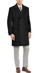 Wool And Cashmere Peacoat - Double Breasted Three Quarter Overcoat - Topcoat