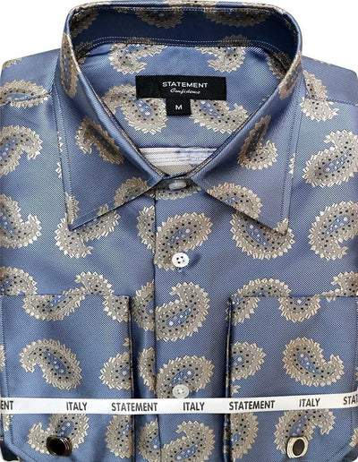 Statement Men's Long Sleeve Woven Shirt – Diverse Patterned Designs 3 WS-104-BLACK-S  - from alligatorwarehouse.com