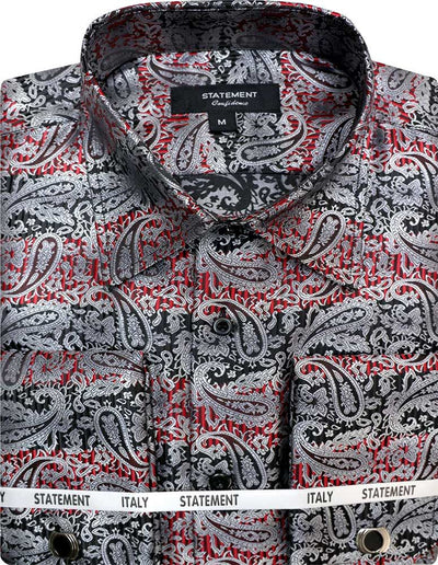 Statement Men's Long Sleeve Woven Shirt – Diverse Patterned Designs 4 WS-104-BLACK-S  - from alligatorwarehouse.com