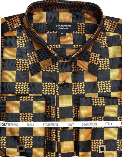 Statement Men's Long Sleeve Woven Shirt – Diverse Patterned Designs 5 WS-104-BLACK-S  - from alligatorwarehouse.com
