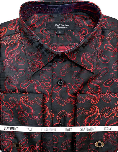 Statement Men's Long Sleeve Woven Shirt – Diverse Patterned Designs 9 WS-104-BLACK-S  - from alligatorwarehouse.com