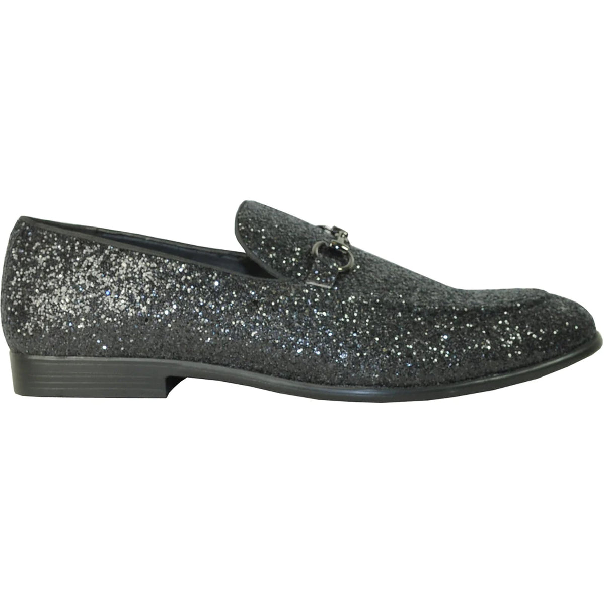 Bravo Mens Modern Glitter Sequin Prom Tuxedo Loafer in Black - Men's Dress Shoes