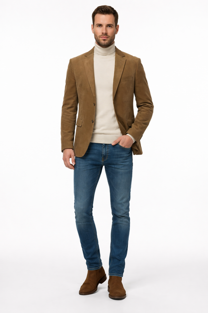 Zacchi Men’s Tan Micro Suede Fashion Sport Coat