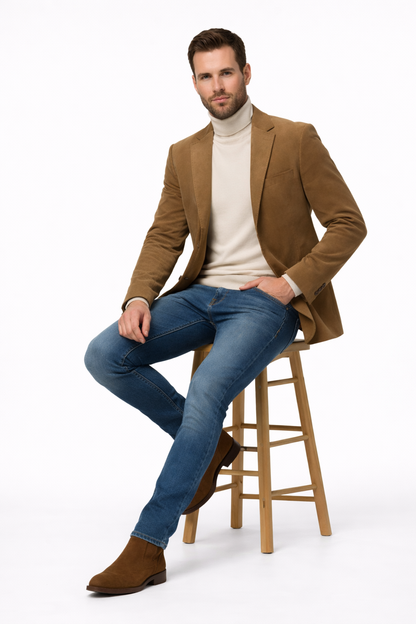 Zacchi Men’s Tan Micro Suede Fashion Sport Coat