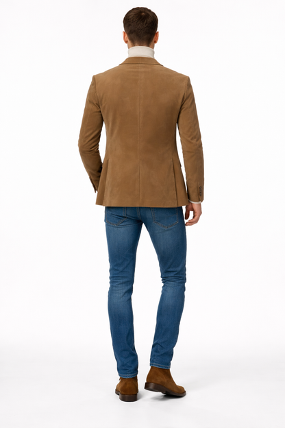 Zacchi Men’s Tan Micro Suede Fashion Sport Coat