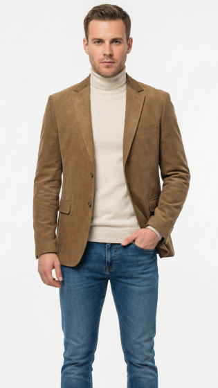 Zacchi Men’s Tan Micro Suede Fashion Sport Coat