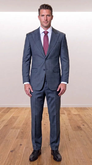 Statement Men's Modern Fit 2 Piece 100% Super 200 Wool Suit Peak Lapel in Charcoal - image 9