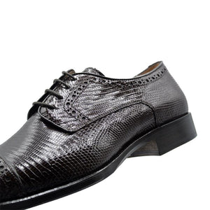 Zelli Giovanni Genuine Lizard Cap Toe Brogue Dress Shoes in Brown