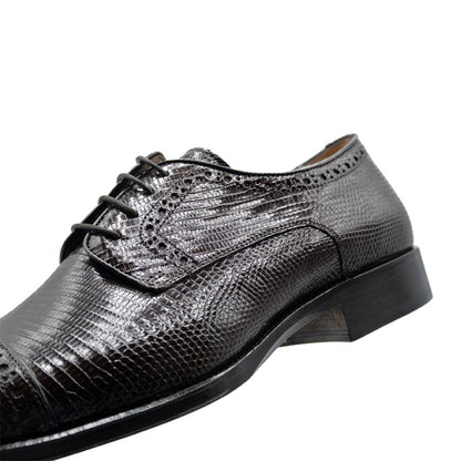 Zelli Giovanni Genuine Lizard Cap Toe Brogue Dress Shoes in Brown