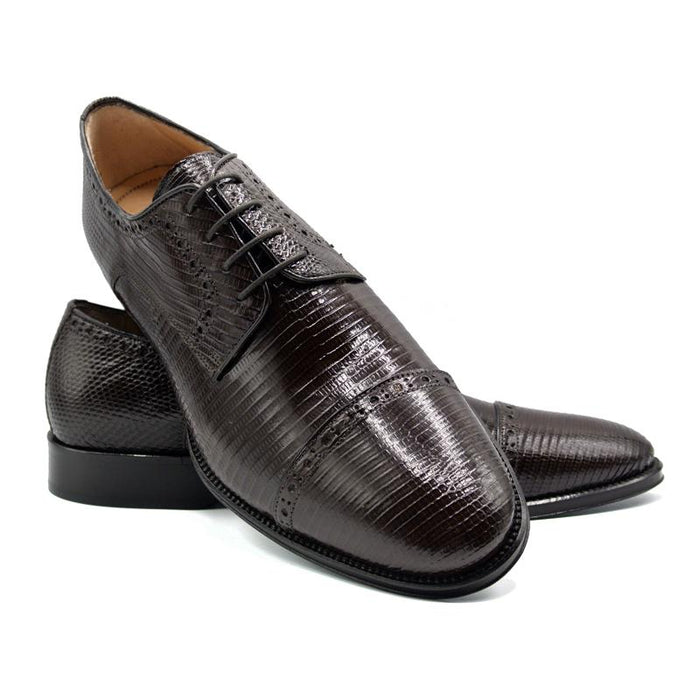 Zelli Giovanni Genuine Lizard Cap Toe Brogue Dress Shoes in Brown