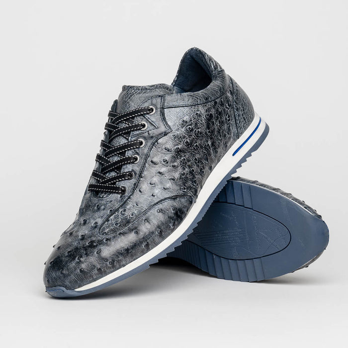 Zelli Rio Genuine Ostrich Quill Sneakers in Faded Black