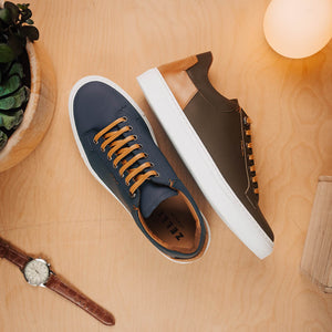 Zelli Diaz Rubberized Calfskin Sneaker in Olive Green