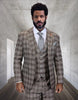 Statement Men's 3-Piece Modern Fit Suit – 100% Wool with Bold Plaid Pattern 2 ZILO-1-CHARCOAL-34S  - from alligatorwarehouse.com